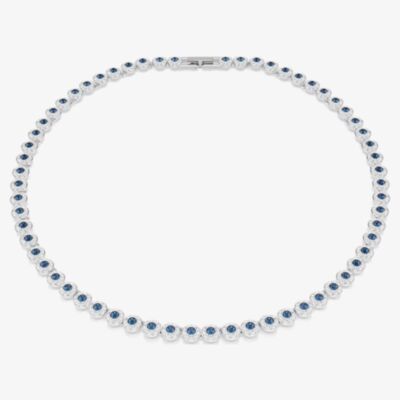 Swarovski Una Angelic Rhodium Plated Blue & White Crystal Tennis Necklace 5733402