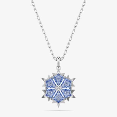 Swarovski Magic Rhodium Plated Blue Zirconia Snowflake Pendant Necklace 5735399