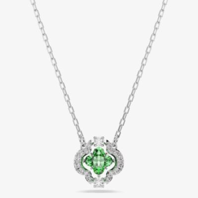 Swarovski Una Angelic Rhodium Plated Green Clover Pendant 5757785