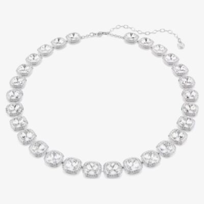 Swarovski Una Angelic Rhodium Plated Cushion Cut Multi Halo Necklace 5751326
