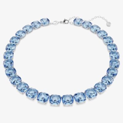 Swarovski Millenia Rhodium Plated Cushion Cut Blue Necklace 5760058