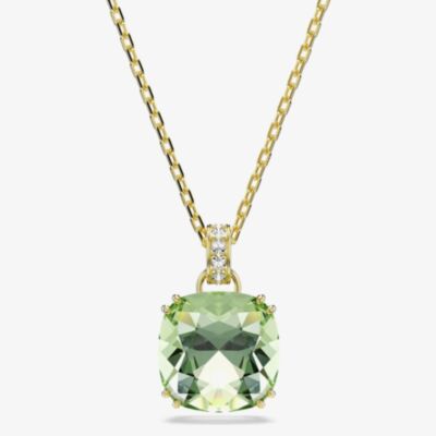 Swarovski Millenia 18ct Yellow Gold Plated Cushion Cut Green Pendant 5764821