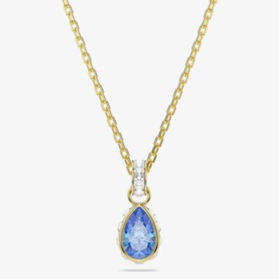 Swarovski Chroma 18ct Yellow Gold Plated Pear Cut Blue Pendant 5757786