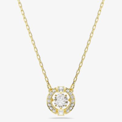 Swarovski Una Angelic 18ct Yellow Gold Round Cut Halo Pendant 5758061