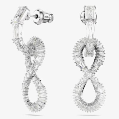 Swarovski Hyperbola Rhodium Plated White Infinity Dropper Earrings 5679793