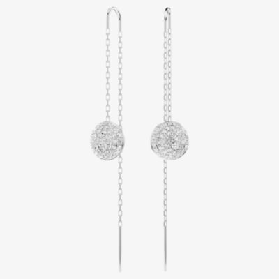 Swarovski Meteora Rhodium Plated Crystal Disc Chain Dropper Earrings 5683448