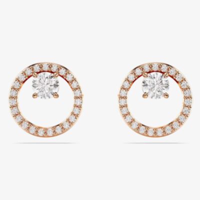 Swarovski Constella Rose Gold Tone Plated Circle Stud Earrings 5692263