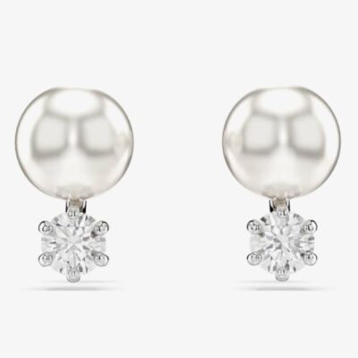 Swarovski Matrix Rhodium Plated Crystal Pearl Stud Earrings 5694225