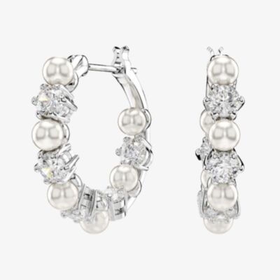 Swarovski Matrix White Pearl Hoop Earrings 5709256