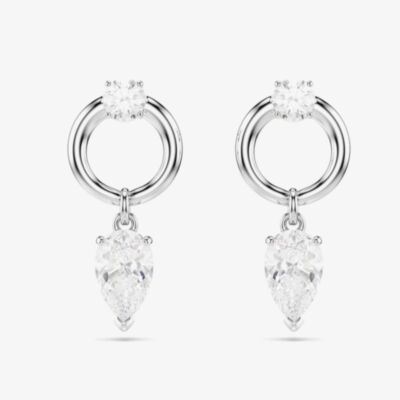 Swarovski Mesmera Rhodium Plated White Zirconia Drop Stud Earrings 5723177