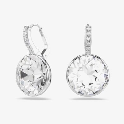 Swarovski Millenia Rhodium Plated Round White Crystal Drop Earrings 5731149