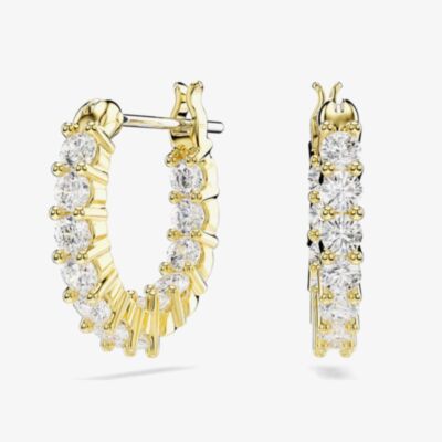 Swarovski Matrix Vittore Gold Tone Plated White Zirconia Hoop Earrings 5733398