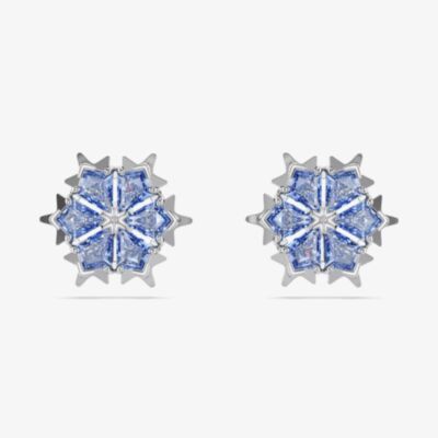 Swarovski Magic Rhodium Plated Blue Zirconia Snowflake Stud Earrings 5734242