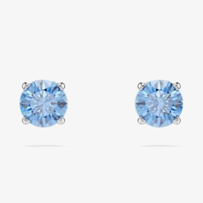 Swarovski Stilla Attract Rhodium Plated Round Blue Zirconia Stud Earrings 5734250
