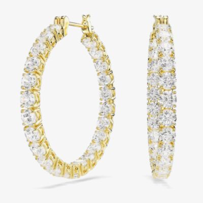 Swarovski Matrix Gold Tone Plated Zirconia Hoop Earrings 5750620