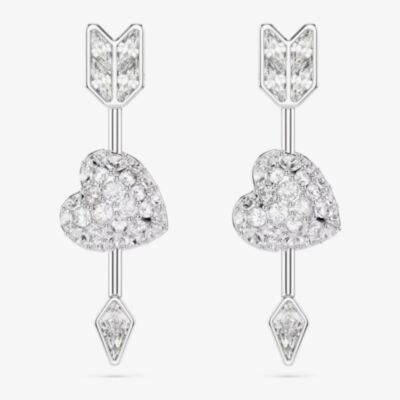 Swarovski Idyllia Rhodium Plated Reversible Arrow Heart Earrings 5749602