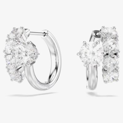 Swarovski Matrix Rhodium Plated Round Cut Hoop Earrings 5753572