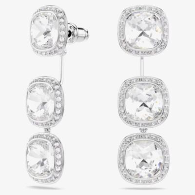 Swarovski Una Angelic Rhodium Plated Cushion Cut Halo Stud Earrings 5754342