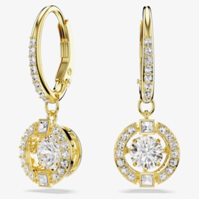 Swarovski Una Angelic 18ct Yellow Gold Plated Round Cut Halo Earrings 5758095