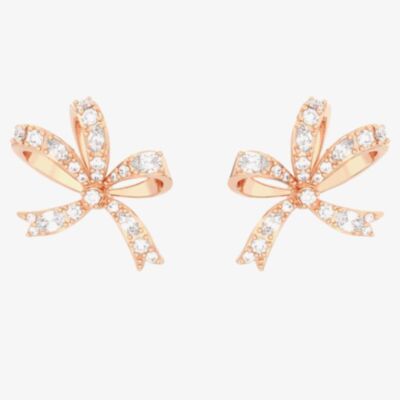 Swarovski Volta Rose Gold Plated Small Bow Earrings 5647572