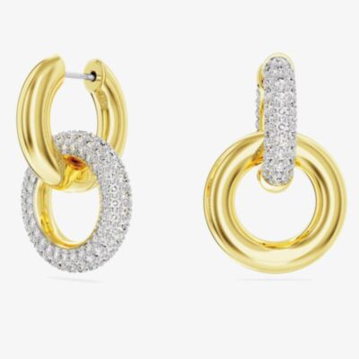 Swarovski Dextera White Interlocking Loop Gold Plated Earrings 5668818