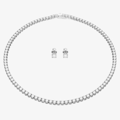 Swarovski Matrix White Tennis Necklace & Earrings Jewellery Set 5647730