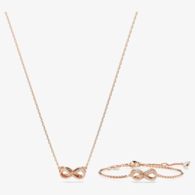 Swarovski Hyperbola Rose Gold Tone Plated Infinity Jewellery Set 5682483