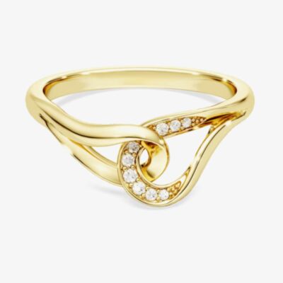 Swarovski Classica 18ct Yellow Gold Plated Round Cut Interlocking Ring 5746012 55