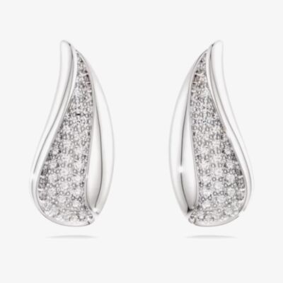 Swarovski Classica Sterling Silver Twisted Teardrop Stud Earrings 5745016