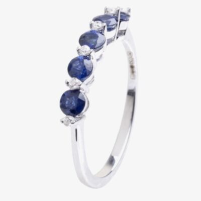 18ct White Gold Diamond Sapphire Half Eternity Ring 18DR433-S-W