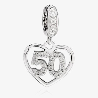 Rosa Lea 50 Pave Heart Dangle Charm AM-2THB013104