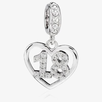 Rosa Lea 18 Pave Heart Dangle Charm AM-2THB004504