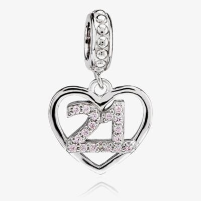 Rosa Lea 21 Pave Heart Dangle Charm AM-2THB004904