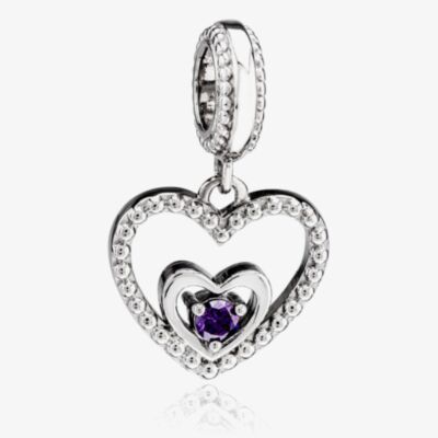 Rosa Lea February Birthstone Heart Dangle Charm AM-2THB004204-Purple
