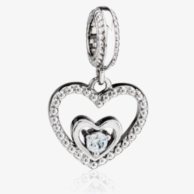 Rosa Lea March Birthstone Heart Dangle Charm AM-2THB004207-Light Blue