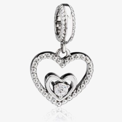 Rosa Lea April Birthstone Heart Dangle Charm AM-2THB004204-White