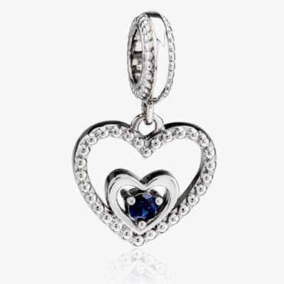 Rosa Lea September Birthstone Heart Dangle Charm AM-2THB004204-Dark Blue