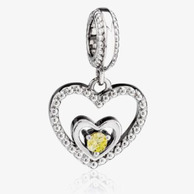 Rosa Lea November Birthstone Heart Dangle Charm AM-2THB004204-Yellow