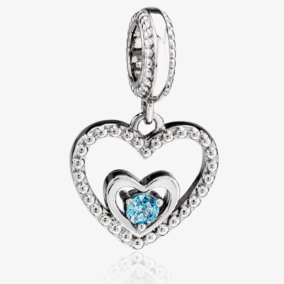 Rosa Lea December Birthstone Heart Dangle Charm AM-2THB004204-Blue