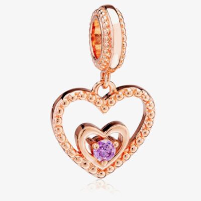 Rosa Lea February Birthstone Heart Dangle Charm AM-2THB004206-Purple