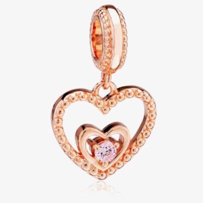 Rosa Lea October Birthstone Heart Dangle Charm AM-2THB004206-Pink