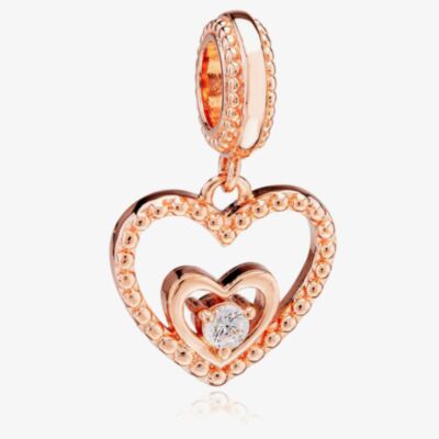 Rosa Lea April Birthstone Heart Dangle Charm AM-2THB004206-White