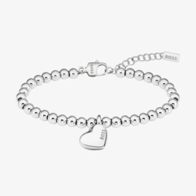 BOSS Beaded Silver Tone Honey Heart Bracelet 1580642