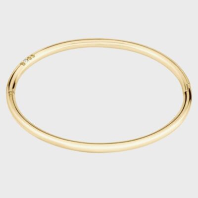 BOSS Gold Tone Crystal Logo Detail Bangle 1580686