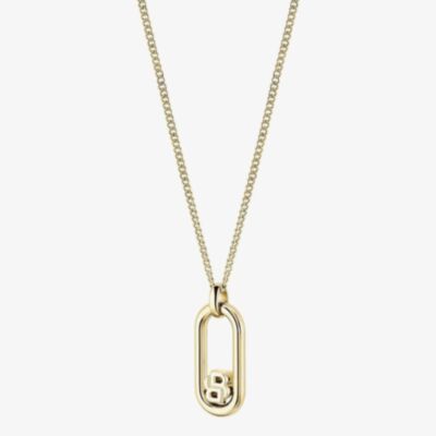BOSS Double B Swing Gold Tone Oval Pendant Necklace 1580627