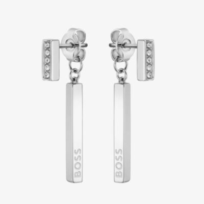 BOSS Saya Silver-Tone Double Bar Drop Earrings 1580282