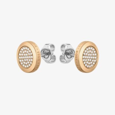 BOSS Medallion Gold Plated Circle Earrings 1580382