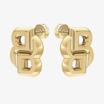BOSS Double B Yellow Gold Tone Plated Stainless Steel Earrings 1580856
