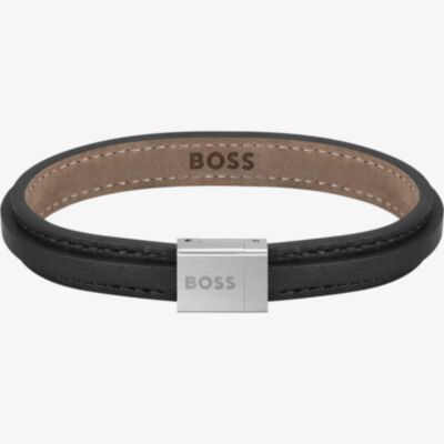 BOSS Grover Black leather Bracelet 1580328M