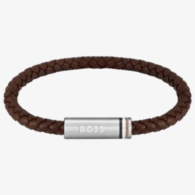 BOSS Brown Braided Leather Bracelet 1580623
